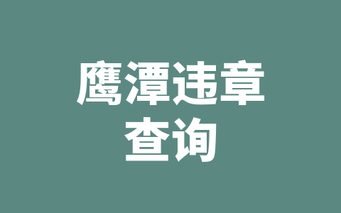 鹰潭违章查询