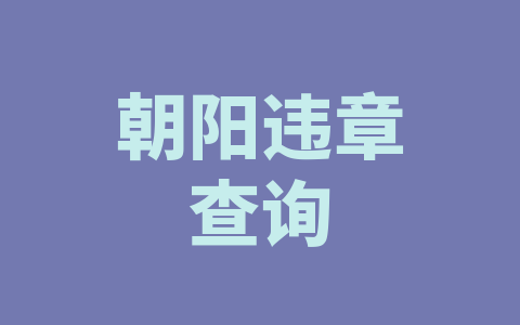 朝阳违章查询