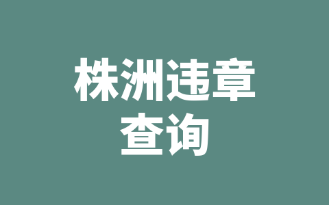 株洲违章查询