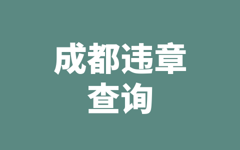 成都违章查询