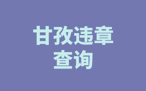 甘孜违章查询