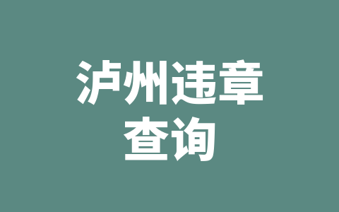 泸州违章查询