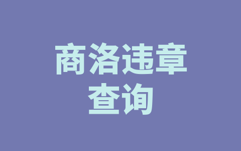 商洛违章查询