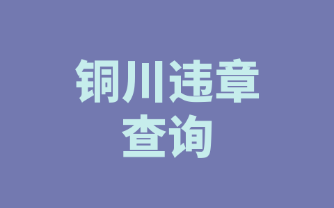 铜川违章查询